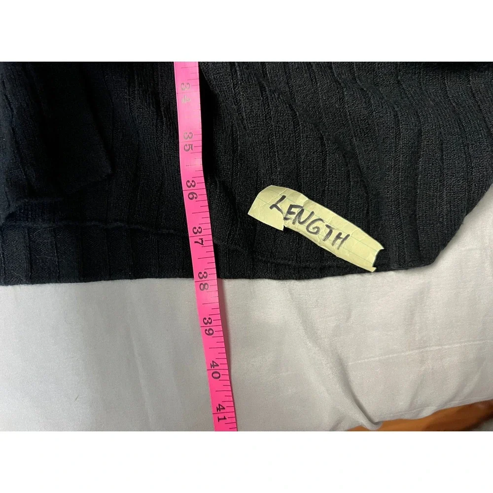 Carolyn Taylor Lg Essentials Black Ribbed Longline Duster Cardigan Sweater Gorp